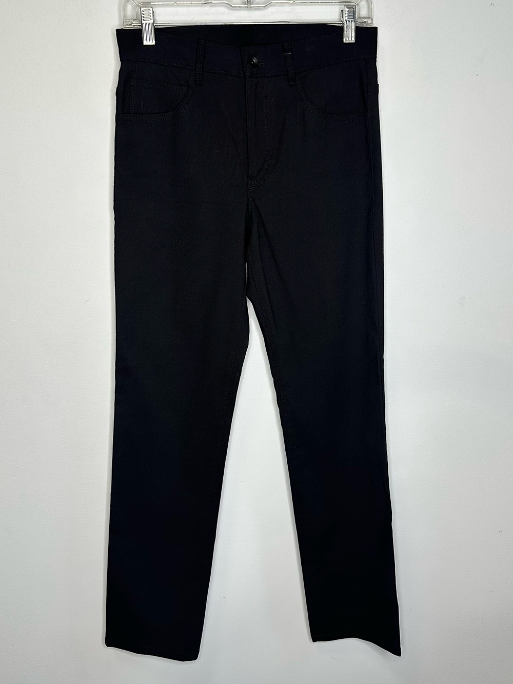 Helmut Lang Black 5 Pocket Zip Up Cotton Blend Straight Leg Pants